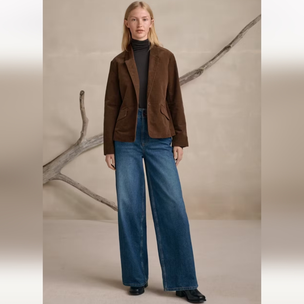 Poetry Blue Flare Wide-Leg High Rise Jeans Recycled Cotton Sustainable Size 8